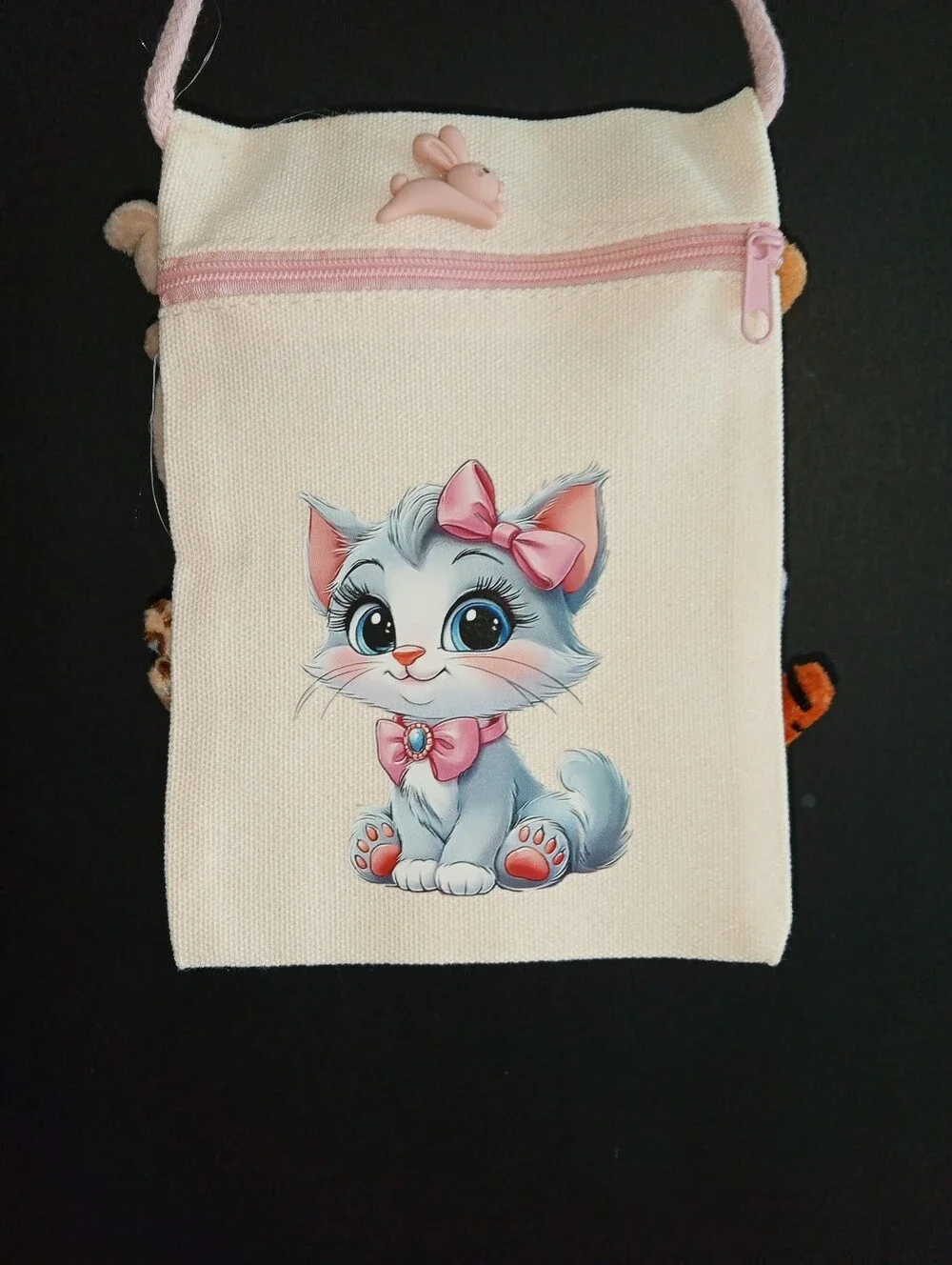 Purse For Girls! Cute Crossbody Bag With Stuffed Animals. Zipper Closure. Canvas